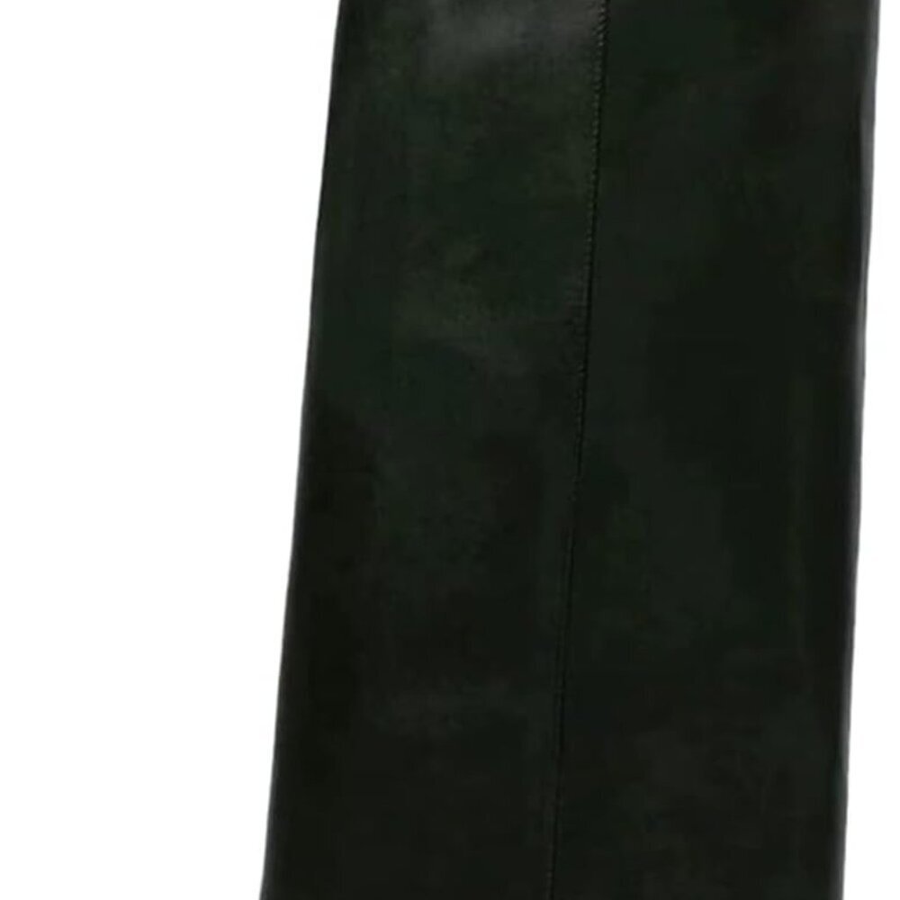 Women's Leather Stiletto Heel Knee High Boots Pointed Toe Slip On